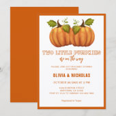 Invitation Deux petits jumeaux Citrouille Baby shower d'autom (Devant / Derrière)