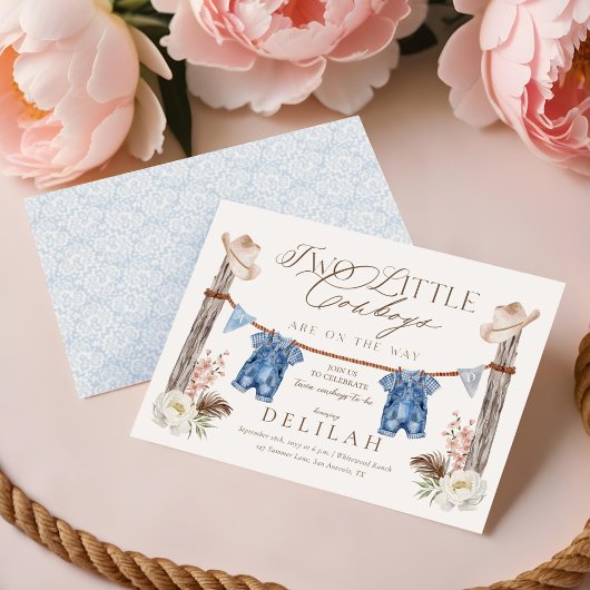 Invitation Deux petits jumeaux cow-boys sont sur le chemin Ba