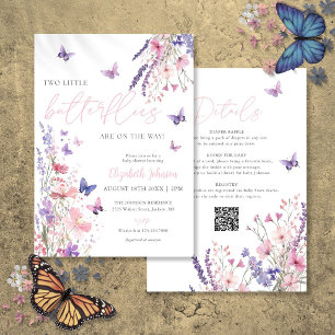 Invitation Deux Petits Papillons Jumeaux Baby Shower Tout En