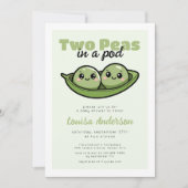Invitation Deux petits pois dans un Baby shower jumeau Pod (Devant)