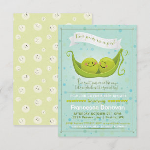 Invitation Deux petits pois dans un Baby shower Jumeaux Pod I