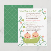 Invitation Deux petits pois dans un Baby shower pour filles j (Devant / Derrière)