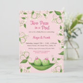Invitation Deux petits pois dans un bébé pod fille Douche Twi (Debout devant)