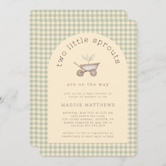 Invitation Deux Petits Pots sont sur le Baby shower Way (Devant / Derrière)