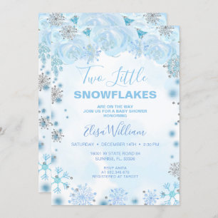 Invitation Deux petits Snowflakes sont en Baby shower