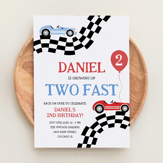 Invitation Deux Petits Véhicules de Course Rapides pour un 2è