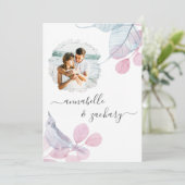 Invitation *~* Deux PHOTO RSVP. Mariage Feuille QR AR6 Inv (Debout devant)