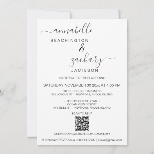 Invitation *~* Deux PHOTO RSVP. Mariage Feuille QR AR6 Inv (Dos)