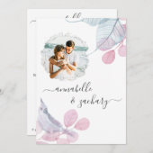 Invitation *~* Deux PHOTO RSVP. Mariage Feuille QR AR6 Inv (Devant / Derrière)
