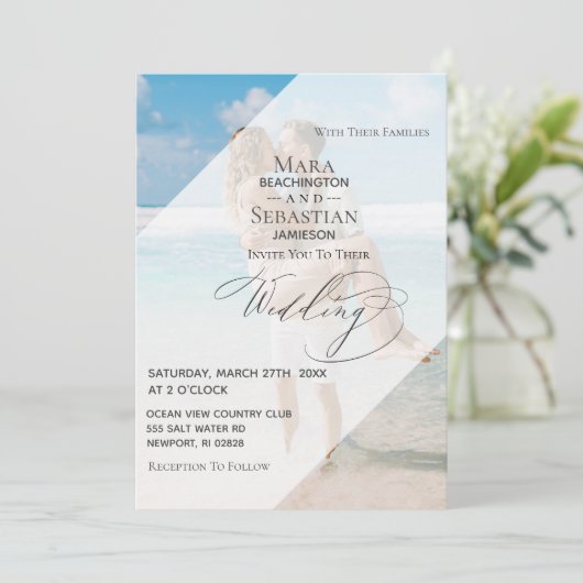 Invitation *~* Deux PHOTO RSVP QR AR6 DO-IT-YOURSELF Mariage (Debout devant)