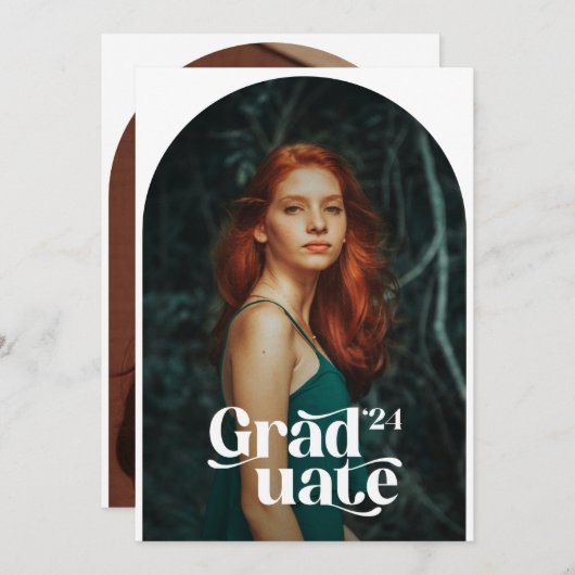 Invitation Deux Photos Boho Annonces De Graduation (Devant / Derrière)