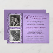 Invitation Deux Photos d'Anniversaire en Damassé V (Devant / Derrière)