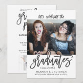 Invitation Deux photos de la fête de graduation combinée (Devant / Derrière)