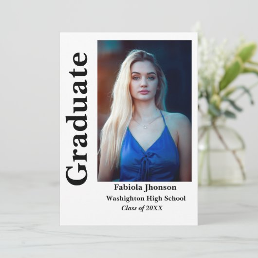 Invitation Deux photos du script noir et blanc du diplômé (Debout devant)