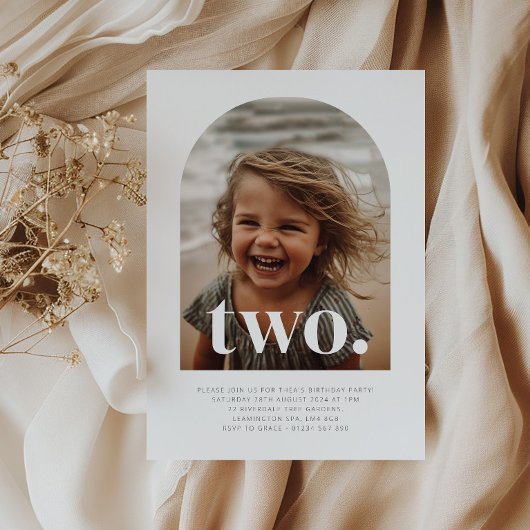 Invitation Deux photos en arc Anniversaire