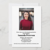 Invitation Deux photos minimes modernes Graduation Party (Dos)