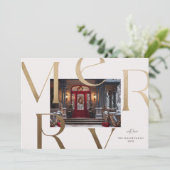 Invitation Deux Photos Personnalisées Gold Merry Élégante Typ (Debout devant)