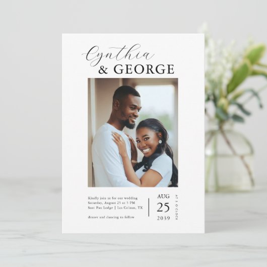 Invitation Deux photos préférées QR Code Site Mariage RSVP (Debout devant)