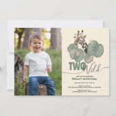 Invitation Deux photos sauvages Giraffe Animal 2e fête d'anni (Devant)