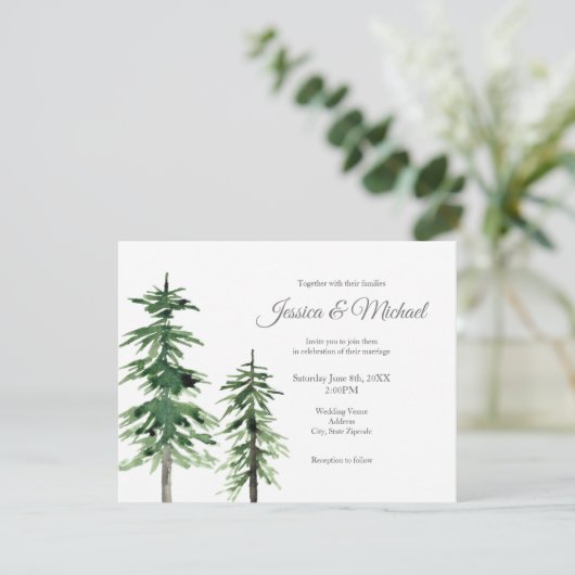 Invitation Deux pins aquarelles (Debout devant)