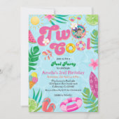 Invitation Deux piscines tropicales cool été 2e anniversaire (Devant)