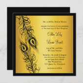 Invitation Deux plumes de paon (Devant / Derrière)