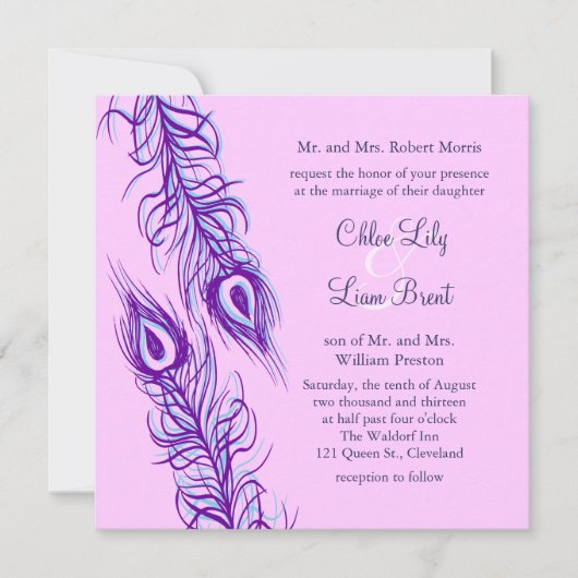 Invitation Deux plumes d'un paquetage (Devant)