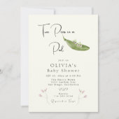 Invitation Deux pois dans un Baby shower de fille de pod (Devant)