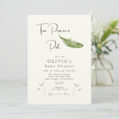 Invitation Deux pois dans un Baby shower de fille de pod (Debout devant)