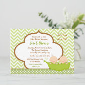 Invitation Deux pois dans un Baby shower de pois (Neutre) (Debout devant)