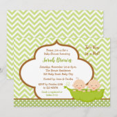 Invitation Deux pois dans un Baby shower de pois (Neutre) (Devant / Derrière)