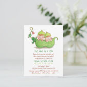 Invitation Deux pois dans une aquarelle de baby shower de (Debout devant)