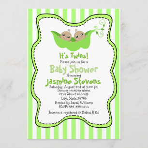 Invitation Deux pois dans une cosse jumelle le baby shower de