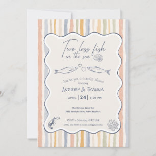 Invitation Deux Poissons de Moins Dans La Mer Fête de Fiançai