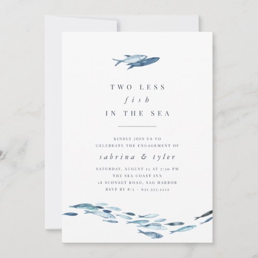 Invitation Deux poissons de moins dans la partie d'engagement (Devant)