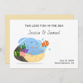 Invitation Deux poissons en moins dans la mer Fiançailles Fa (Devant / Derrière)