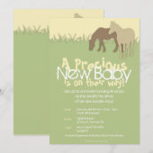 Invitation Deux Ponts Brown Baby shower jaune (Devant / Derrière)