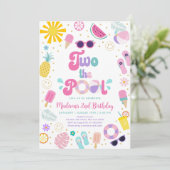 Invitation Deux poule Pool Girl Pool Party été Anniversaire (Debout devant)