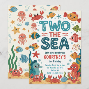 Invitation Deux pour la mer Deuxième anniversaire sous la mer
