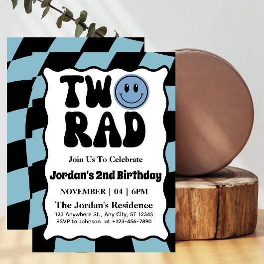 Invitation Deux Rad Blue Boy 2e fête d'anniversaire