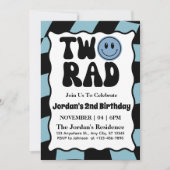 Invitation Deux Rad Blue Garçon 2e Anniversaire (Devant)