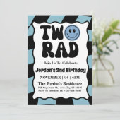 Invitation Deux Rad Blue Garçon 2e Anniversaire (Debout devant)
