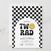 Invitation Deux Rad Checker Happy Face 2e anniversaire (Devant)