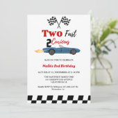 Invitation Deux rapide 2 Curieux Voiture race garçon 2e anniv (Debout devant)