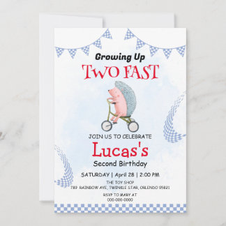 Invitation Deux Rapide porcupine sauvage vélo 2e fête d'anniv