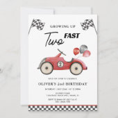 Invitation DEUX Rapide Race Car Boys 2e Anniversaire (Devant)