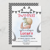 Invitation Deux Rapide tortue sauvage vélo 2e fête d'annivers (Devant / Derrière)