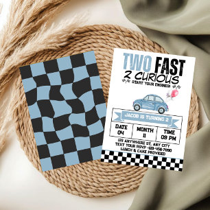 Invitation Deux Rapides 2 Curieux Garçon Anniversaire Voiture