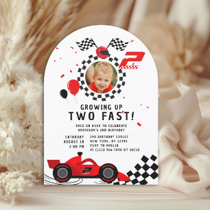 Invitation Deux Rapides 2e Anniversaire Enfants Cute Red Raci