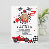 Invitation Deux Rapides 2e Anniversaire Enfants Cute Red Raci (Debout devant)